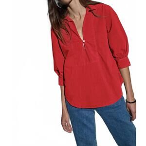 Nation LTD Red V-Neck Popover Blouse